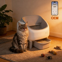 Bac à litière pour chat à design ouvert, autonettoyant, facile à nettoyer, écologique, anti-odeurs, capacité 10,5 L, contrôle Wi-Fi via l'application Tuya, double capteur
