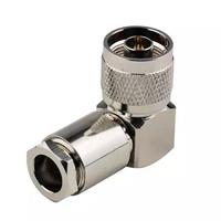 Abrazadera macho N personalizada de fábrica, cable coaxial de ángulo recto para conector rf LMR400, uhf