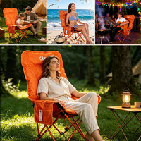 Chaise de camping pliable en métal au design moderne avec dossier haut pour les voyages en plein air, le jardin, le barbecue, les parcs