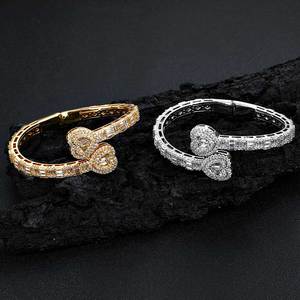 Hip Hop Jewelry Micro Pave Baguette CZ Stone Iced Out Hamsa Hand Charm <b>Bangle</b> Bracelet <b>for</b> <b>Men</b> Women - Product Image 5