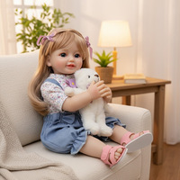 Muñeca Reborn de 55 cm, Muñeca de Juguete de Vinilo, Simulación de Bebé Realista con Cabello Largo