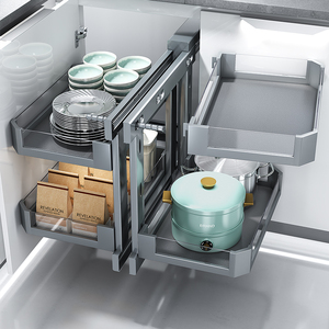 Hnoss nhà bếp nhôm đựng thức ăn xoay ma thuật góc giỏ mù góc tủ kéo ra ngăn kéo - Product Image 1