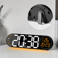 Studienzeit OEM Riesige Zahlen RGB Neonlicht-Maschine Tageskalender Spiegel-Uhr Tisch-Schreibtisch-Wecker Digitale LED-Anzeige Uhr für Zuhause