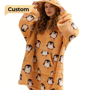 Couverture à capuche ultra douce et confortable en peluche, motif animal mignon, nouvelle conception personnalisée, best-seller pour adultes - Product Image 1