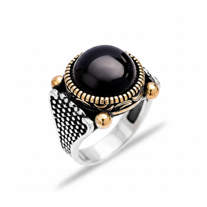 Oval Onyx Stone Tugra Design Ottoman <b>Men's</b> <b>Ring</b> Turkish Handmade Wholesale Authentic <b>Silver</b> <b>Men</b> <b>Ring</b> - Product Image 2