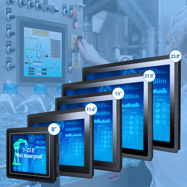 Custom LOGO 7~24 Inch Industrial LCD Display IP65 Waterproof Panel Mount Resistive/PCAP Touch Screen Panel PC Industrial Monitor