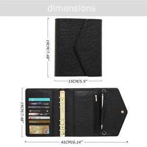 Agenda Lipat Tiga A6 Etsy dengan Sampul Kulit Burung Unta, Jilid Spiral Emas, Termasuk Amplop Uang - Product Image 4