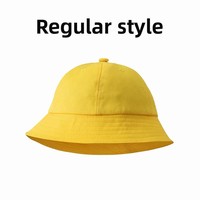 Topi Nelayan Anak Motif Garis Kartun Kuning 100% Katun - Pelindung Matahari Musim Semi/Panas