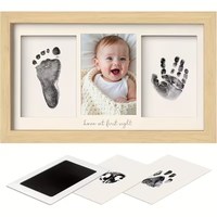 Cadre photo en bois DIY pour empreintes de mains et de pieds, cadre commémoratif, cadeau pour nouvelle maman, bois naturel pour encadrement photo