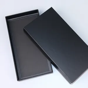 Caixa de embalagem para celular de luxo com tampa preta e base para celular de varejo personalizada para presente