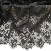 Vente Flash : Tissu en Dentelle Italienne 100% Nylon Noir pour Applications de Dentelle Cils 150*300cm