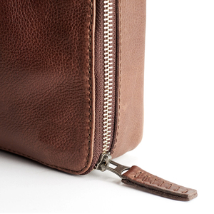 Luxury Leather Digital Cable Storage Bag Large Vintage Style Electronic Gear Organizer W Metal Zipper for Power Bank <b>Camera</b> - Product Image 2