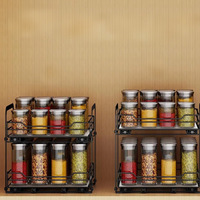 Étagère de rangement multifonctionnelle coulissante sous évier en fer forgé, double couche, pour épices de cuisine, style tiroir, panier coulissant pour armoire