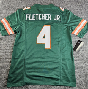Heren Miami College Football Shirts 4 Mark Fletcher Jr 10 Malachi Toney Alle gestikte universiteitsvoetbalshirts 3 kleuren - Product Image 6