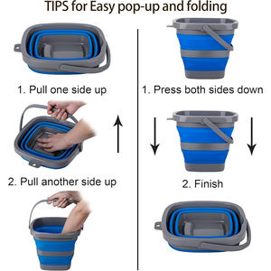 3 Pacote 1.32 Galão (5L) Dobrável PP Mop Balde Portátil Pequeno Plástico Balde De Água De Pesca para Limpeza De Praia De Areia - Product Image 3