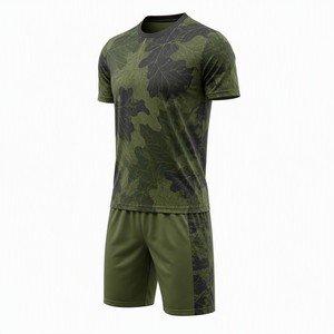 Completo Kit <span class=keywords><strong>Calcio</strong></span> 2026 Camouflage Foglie Forestali Verde Personalizzabile - Maglia e Pantaloncini Traspiranti con Sublimazione Totale per <span class=keywords><strong>Squadre</strong></span> - OEM - Product Image 6