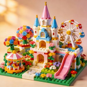 Petits blocs de construction pour parc d'attractions : Grande Roue, Toboggan, Château, <span class=keywords><strong>Moulin</strong></span> à <span class=keywords><strong>vent</strong></span>, Villa – Jouet éducatif à assembler, Cadeau personnalisé - Product Image 1