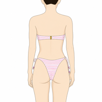 Ensemble de bikini personnalisé en tissu côtelé recyclé avec bandeau perlé, coupe brésilienne ajustable à nouer sur les côtés, double doublure, maillot de bain et tenue de plage pour femme