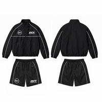 Ensemble de veste de sport pour homme DCY, 2 pièces, survêtement en nylon/coton, délavé à l'acide, léger, sportif, coupe-vent pour l'automne