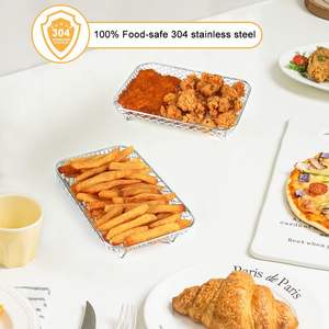 Juego de 3 Rejillas Rectangulares de Acero Inoxidable de Grado Alimenticio para Freidora de Aire, Cesta para Patatas Fritas, Cesta para Asar con Rejilla de Malla para Patatas Fritas, Empacado en Caja - Product Image 4