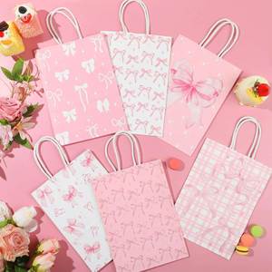 Sacs cadeaux en papier kraft biodégradable personnalisables avec logo, design nœud papillon, pour fêtes d'anniversaire, shopping, avec poignées - Product Image 3