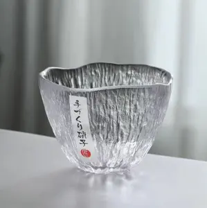 Japon büyük yağmur damlası çekiç desen küçük çay bardağı el-üfleme, cam japon sake cam tek