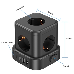 Xách tay EU PD PPS điện Cube ổ cắm tháp 5 cửa hàng 4 USB sạc cổng + 2 AC du lịch trong nhà Dải với 1.5m dây - Product Image 6