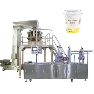 high quality and accuracy yogurt jelly ice cream water filling and foil sealing machine production line for plastic paper cups