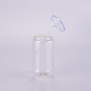 USA Warehouse Stocked RTS 16oz Sublimation <strong>Glass</strong> Can Clear <strong>Frosted</strong> Sublimation Blank Mason Soda Beer Cups White PP Bamboo Lid - Product Image 4