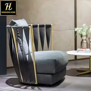 ריהוט איטלקי קלאסי אזור eception כיסאות יוקרה מועדון ספה יחיד כיסא קטיפה מתכת קלשן