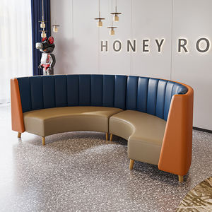 Tables et <span class=keywords><strong>chaises</strong></span> <span class=keywords><strong>de</strong></span> restaurant en libre-service, hôtel, canapé en forme d'arc, semi-circulaire, rembourré, style banquette, table à café, hamburger - Product Image 5