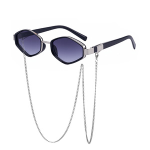 Women Tiyo ABB0356 Polygonal Sunglasses Chain UV400 Protection Full Rim <b>Plastic</b> Metal <b>Frame</b> Class 2 Sunshades Outdoor Street - Product Image 5