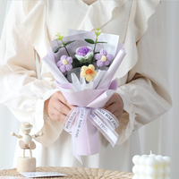 Bouquet de fleurs en laine tissées à la main marguerite au Crochet Rose tulipes au Crochet Bouquet de fleurs pour femmes fille cadeau