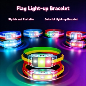 Pulseras Luminosas de Silicona LED Personalizadas HKZB, Ecológicas y Duraderas, con Diseño de Bandera, para Animadoras de Fútbol - Product Image 1