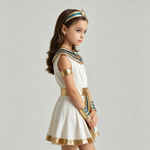 <span class=keywords><strong>Disfraz</strong></span> <span class=keywords><strong>de</strong></span> <span class=keywords><strong>Cleopatra</strong></span> del Antiguo Egipto, Vestido Blanco con Adornos Azules y Dorados para Fiestas y Representaciones - Product Image 3