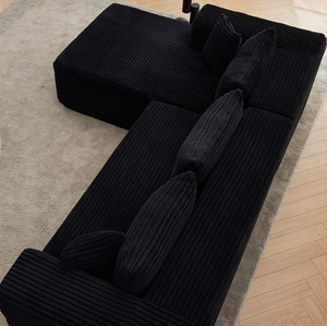 Juego de Sofás Modulares Seccionales, Chaise Longue, No Requiere Montaje, Sofá Moderno en Forma de L de Pana, Ajustable, para Apartamento, Hotel, Villa - Product Image 6