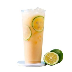 Custom Logo UV Printed Disposable Clear <b>Plastic</b> PP <b>Cups</b> 90mm Diameter CJF Brand Smoothie Juice Fruit Lemon Bubble Tea Mineral - Product Image 1