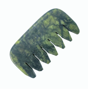 Produits de massage du cuir chevelu pour la relaxation de la tête, couleur verte, peigne en pierre naturelle de jade Xiuyan - Product Image 3