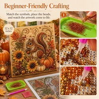 Kit de Peinture Diamant Perle Écureuil Automne en Gros, Ensemble d'Artisanat de Mosaïque de Perles DIY pour Adultes, Décoration de Thanksgiving à Domicile
