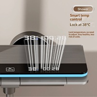 Juego de ducha de lujo ligero con pantalla digital y teclas de piano, grifos termostáticos de montaje en pared para baño doméstico con temperatura constante