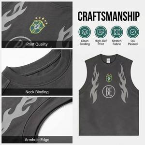 <span class=keywords><strong>Camiseta</strong></span> sin mangas para <span class=keywords><strong>hombre</strong></span> con estampado gráfico, deportiva, de verano, cuello redondo, talla grande, mezcla de algodón, serigrafía, OEM, venta al por mayor - Product Image 2