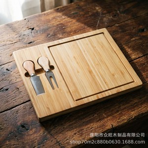 Plateau à fromage en bambou 18x36cm avec couteau et spatule pour servir steak, pain, fruits, en-cas, usage domestique - Product Image 3