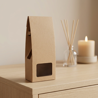 Maßgefertigte Braune Kraftpapier-Box mit Transparentem Fenster Flach Verpackt für Duftkerzen, Tee, Raumduft und Ätherische Öle Verpackung