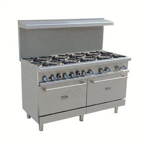 Équipement de cuisine commerciale Cuisinière en acier inoxydable Cuisinière à gaz autoportante 10 brûleurs avec four pour restaurant - Product Image 4