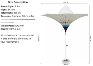 Parasol rond de luxe de qualité supérieure pour l'extérieur, forme de fleur, hôtel, LED, <span class=keywords><strong>tulipe</strong></span>, imperméable, avec lumière LED - Product Image 4