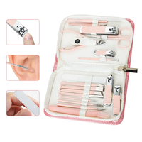 Ensemble de manucure et pédicure rose 18 pièces - Kit de coupe-ongles en acier inoxydable et cuir - Emballage personnalisé - Marque OEM