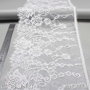 Tessuto francese in pizzo Chantilly largo 26cm 100% Nylon per <span class=keywords><strong>donna</strong></span> pizzo bianco per ciglia - Product Image 6