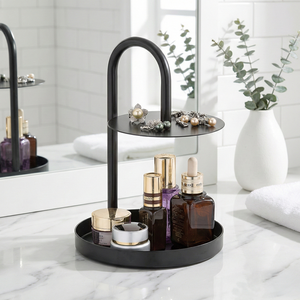 SOLDES Étagère de rangement à bijoux en métal multifonctionnelle de style japonais à double niveau avec 2 plateaux Fabriqué à Taïwan Organisateur de cuisine - Product Image 1