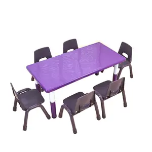 Vente en gros de meubles de jardin d'enfants, hauteur réglable, ensemble de table et de chaise ergonomique en plastique pour enfants