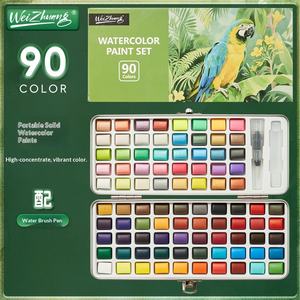 Ensemble de peinture <span class=keywords><strong>à</strong></span> l'<span class=keywords><strong>aquarelle</strong></span> solide écologique non toxique de 120 couleurs, pinceaux, étui en tôle portable, fournitures artistiques pour artistes débutants - Product Image 6